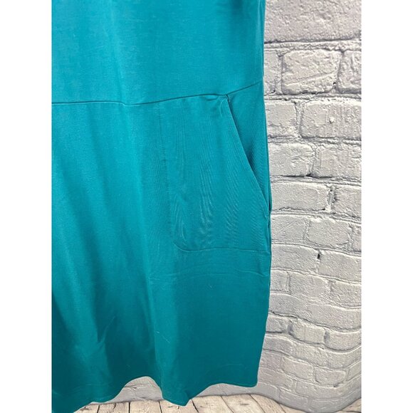 J. Jill Wearever Collection 2X Teal Green Knit T-Shirt Dress Cap Sleeves - Picture 4 of 12